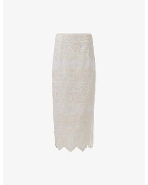 eem Pencil Lace Midi Skirt - White
