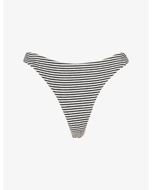 WE Are Tala Crinkle Cheeky Stripe-Pattern Bikini Bottoms - White