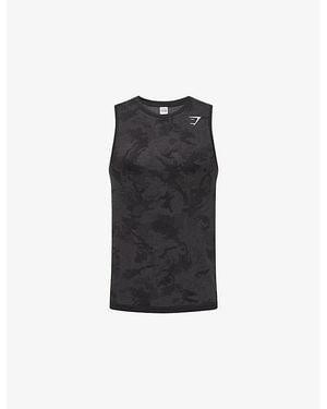 GYMSHARK Geo Seamless Stretch-Woven Tank Top - Black