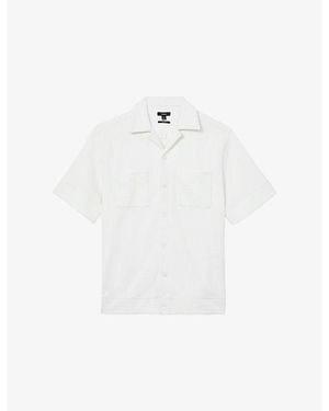 Reiss Odessa Ribbed Cuban-Collar Stretch-Woven Shirt - White