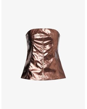 Amy Lynn Bandeau Metallic Faux-Leather Top - Multicolour