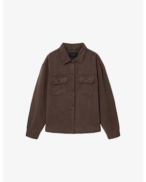 AllSaints Korten Patch-Pocket Denim Shacket - Brown
