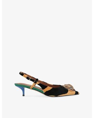 Kurt Geiger Large Eagle 40 Velvet Sling-Back Courts - Orange