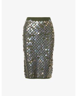 Zankov Matteo Sequinned Wool And Cashmere-Blend Midi Skirt - Green