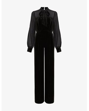 Phase Eight Magie Tie-Neck Long-Sleeve Woven Jumpsuit - Black