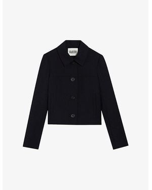 Claudie Pierlot Volcan Cropped Wool-Blend Coat - Blue