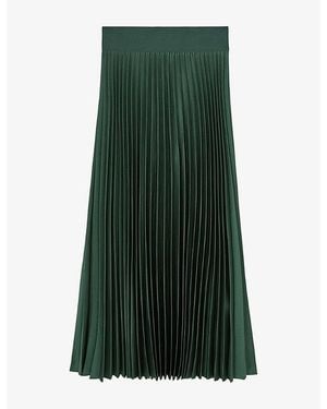 Reiss Seren Pleated Woven Midi Skirt - Green