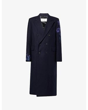 Dries Van Noten Rodgers Embroidered Wool Coat - Blue
