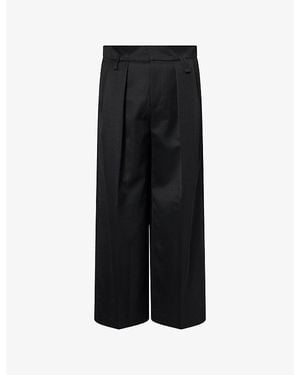 Simone Rocha Peeling-Waist Wide-Leg Wool-Blend Pants - Black