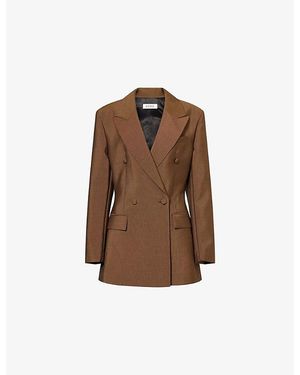 RÓHE Frames Padded-Shoulder Hourglass-Waist Wool-Blend Blazer - Brown