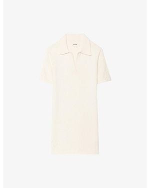 Zadig & Voltaire Lulu Polo-Collar Knitted Mini Dress - White