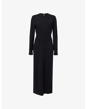 Givenchy Side-Slit Long-Sleeve Cashmere Midi Jumper Dress - Black