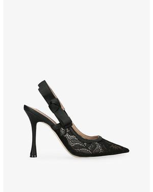 Steve Madden Brylie Lace Heeled Woven Sling-Back Courts - Black