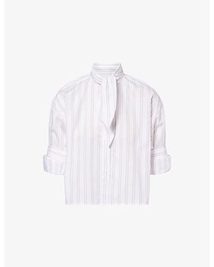 Twp Tie One On Pinstripe Cotton Shirt - White