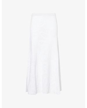 Yasmina Q Salma Floral-Print Knitted Midi Skirt - White