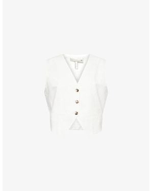 The Couture Club V-Neck Cotton And Linen Waistcoat - White