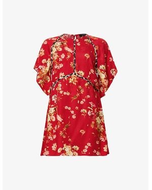 AllSaints Xena Floral-Print Lyocell Mini Dress - Red