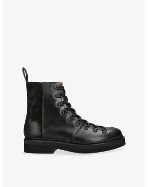 Grenson Brady Leather And Suede Hiking Boots - Black