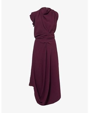 Victoria Beckham Backless Scarf Fluid-Cady Midi Dress - Purple