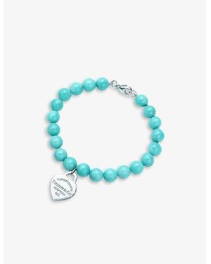 Tiffany & Co. Return To Tiffany Heart Tag Sterling- And Amazonite Bead Bracelet - Blue