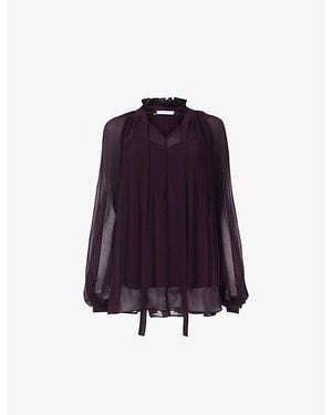 eem Pleated Sheer Woven Blouse - Purple