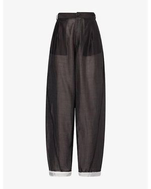 DARKPARK Phebe Double-Sided Wide-Leg Sheer Woven Pants - Black