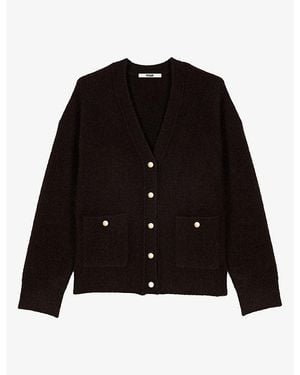 Maje Button-Embellished Relaxed-Fit Yak Wool-Blend Cardigan - Black