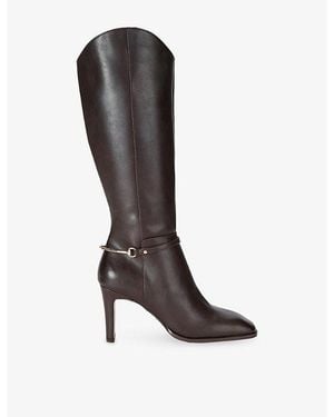 Steve Madden Shield Leather Heeled Knee-High Boots - Black