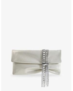 Jimmy Choo Zandra Shimmer Metallic-Leather Clutch Bag - Grey