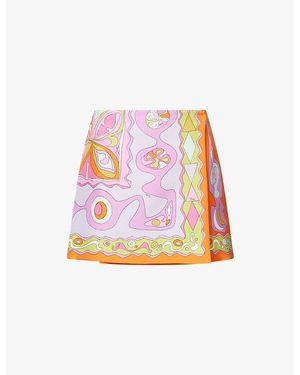 PUCCI Printed Wrap-Over Silk Mini Skirt - Pink