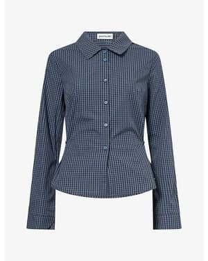 Peachy Den Gloria Checked Cotton Shirt - Blue