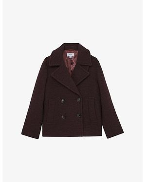 Reiss Addie Double-Breasted Wool-Blend Coat - Red