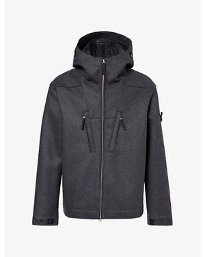Stone Island Panno Hooded Wool-Blend Jacket - Blue