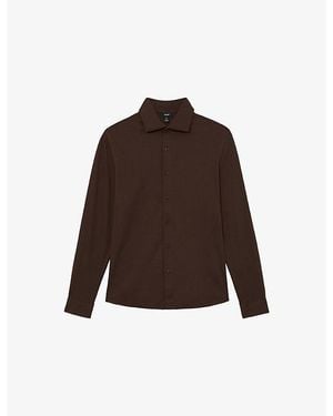 Reiss Duke Cutaway-Collar Cotton-Jersey Shirt - Brown