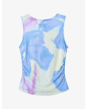 OMNES Delia Glitched Floral Mesh Top - Blue
