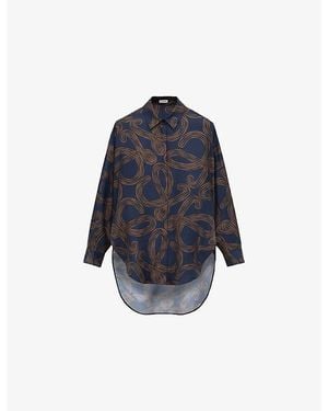 Loewe X Paula's Ibiza Anagram-Print Oversized-Fit Silk Shirt - Blue