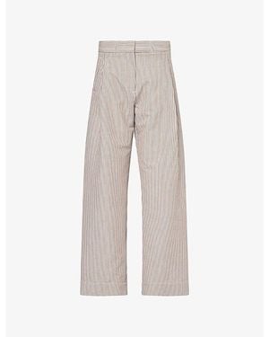 ME+EM Pinstripe Seersucker Cotton Trousers - Grey