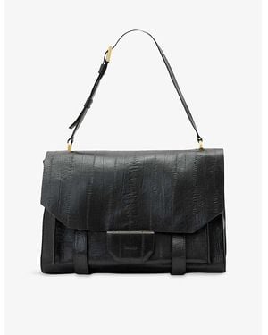 AllSaints Ursa Eel-Embossed Leather Satchel Bag - Black