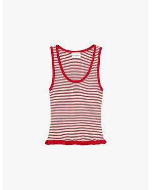 Claudie Pierlot Ruffled-Trim Knitted Top - Red