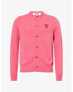 COMME DES GARÇONS PLAY Double Heart Wool Knit Cardigan - Pink