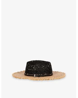 The Kooples Raw-Trim Raffia Panama Hat - Black