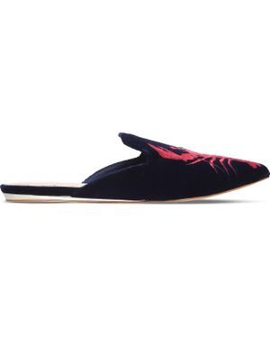 KG by Kurt Geiger Otter Lobster-embroidered Velvet Mules - Blue