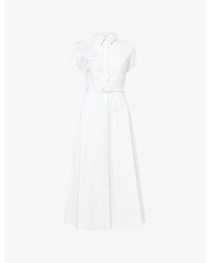 Huishan Zhang Maddalena Belted Cotton-Blend Midi Dress - White