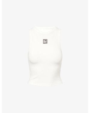 WE Are Tala 365 Ribbed Logo Racer Stretch-Woven Top - White