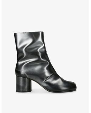 Maison Margiela Tabi 60 Leather Heeled Ankle Boots - Black