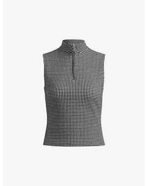HUGO Jacquard Zip-Neck Stretch-Jersey Top - Gray