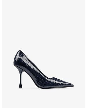 Jimmy Choo Ixia 95 Croc-Embossed Leather Court Shoes - Blue
