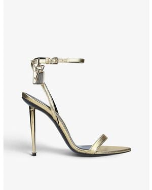 Tom Ford Padlock Leather Heeled Sandals - White