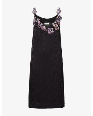 Dries Van Noten Denya Embellished Slip Mini Dress - Black