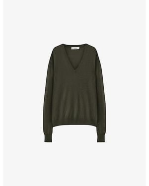 JOSEPH Cashair V-Neck Cashmere Jumper - Green
